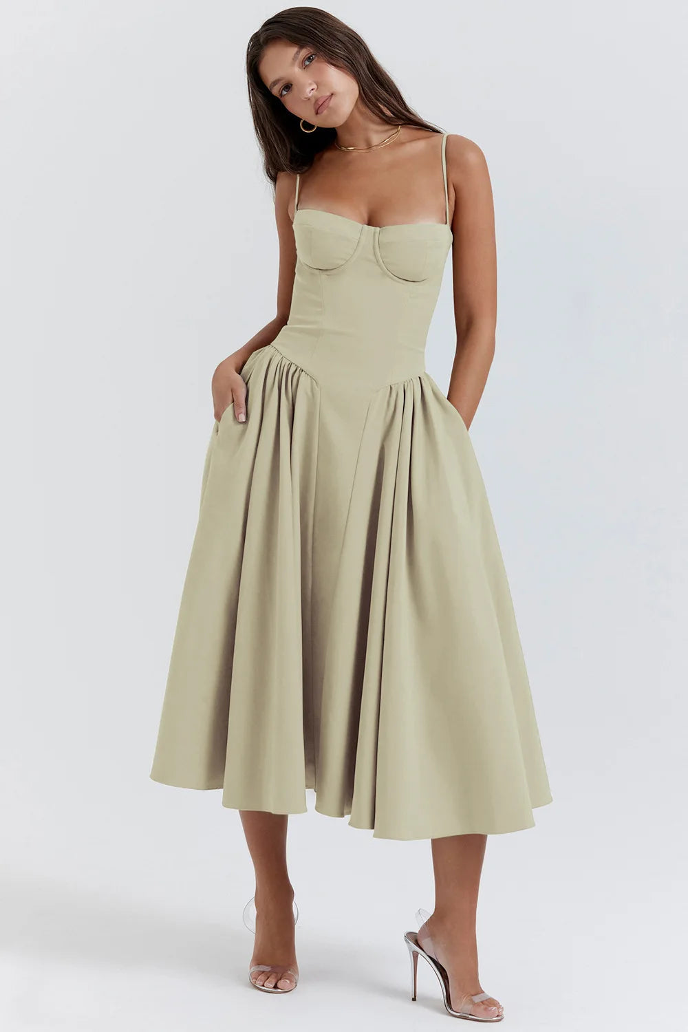 Summer Sexy Tube Top Waisted Camisole Dress Women Elegant Sleeveless Backless Pleated Female Party Evening Dresses