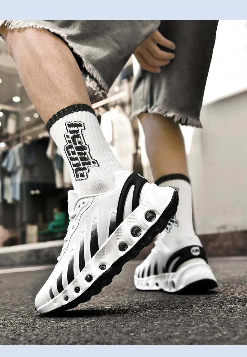 New men's sneakers PU air cushion anti-slip shock absorber running shoes outdoor lightweight and breathable mesh running shoes