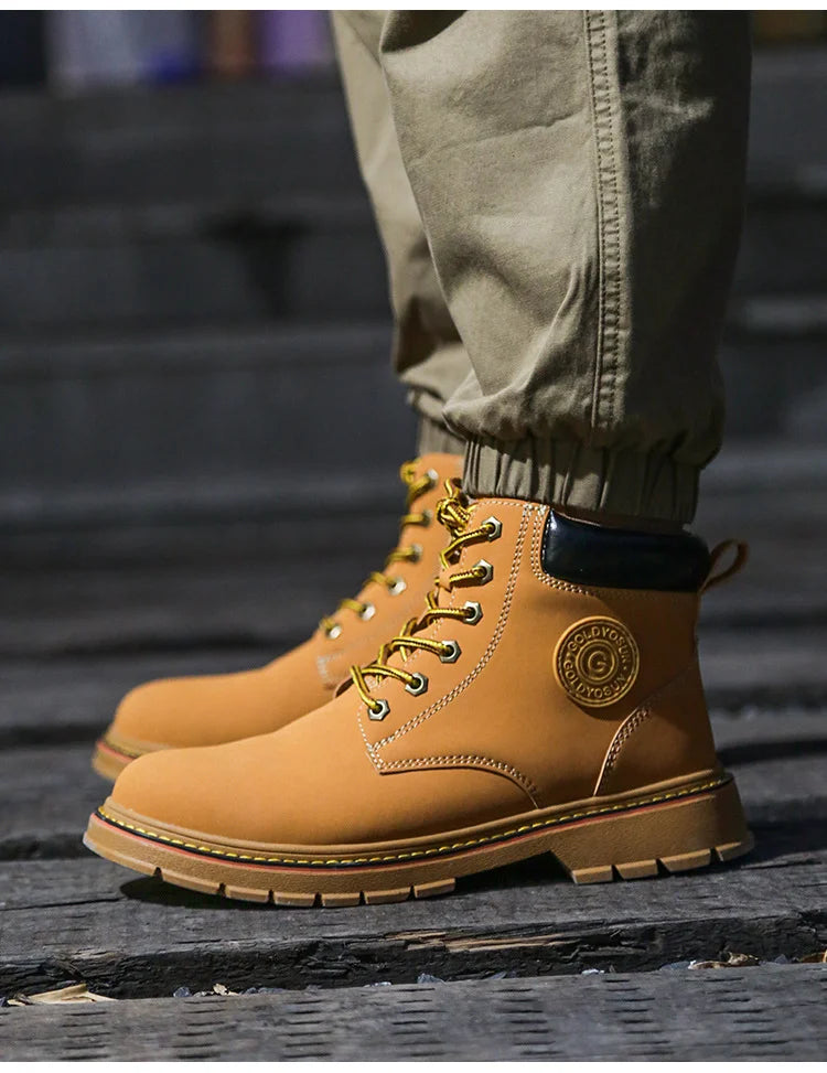 high-top Work Boots For Men Anti-smash Anti-puncture Work Shoes with Steel Toe leather safety shoes men for work waterproof shoe
