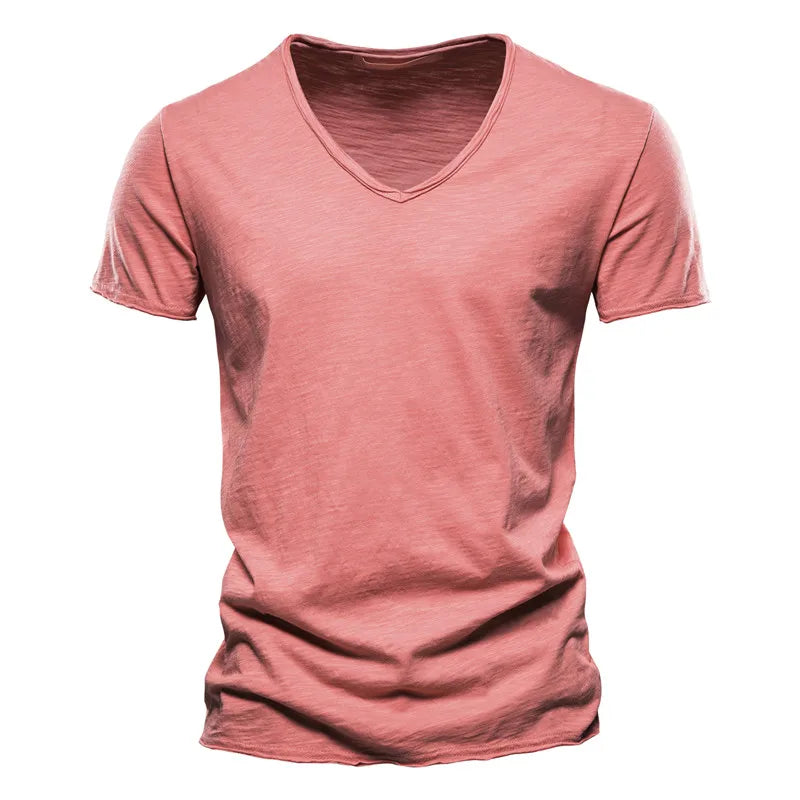 Men Fashion v-Neck t-Shirts Oversized Cotton t Shirt For Man Short Sleeve Top Tees Slim Casual Gym t Shirt Blouses Man Clothing