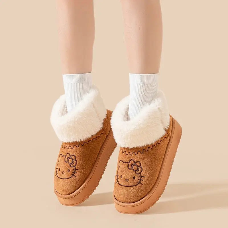 Sanrio Hello Kitty Winter Slippers Y2K Cute Cartoon Outdoor Sports Anti-Slip Slipper Casual Home Warm Shoes Universal Use Gift