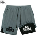 LONSDALE Men's Pattern Printed Fitness Shorts Double Layer 2-in-1 Fast Drying Fitness Outdoor Leisure Training Sports Shorts