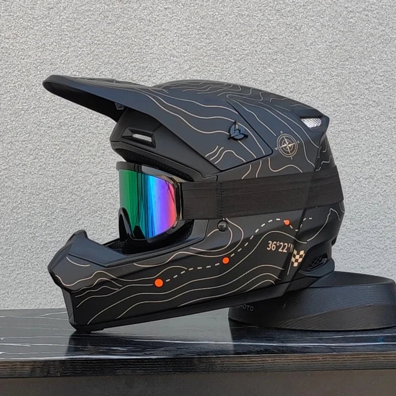 ORZ professional off-road motorcycle helmet, youth off-road full helmet, DOT approved gift of goggles, capacitors de moto