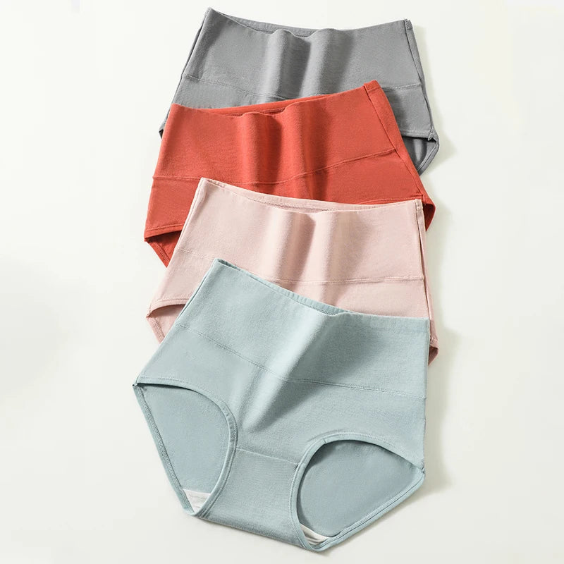 High Waist 4Pcs/Set Cotton Panties Women Briefs Seamless Body Shaper Breathable Underwear Comfort Female Lingerie Plus Size 5XL