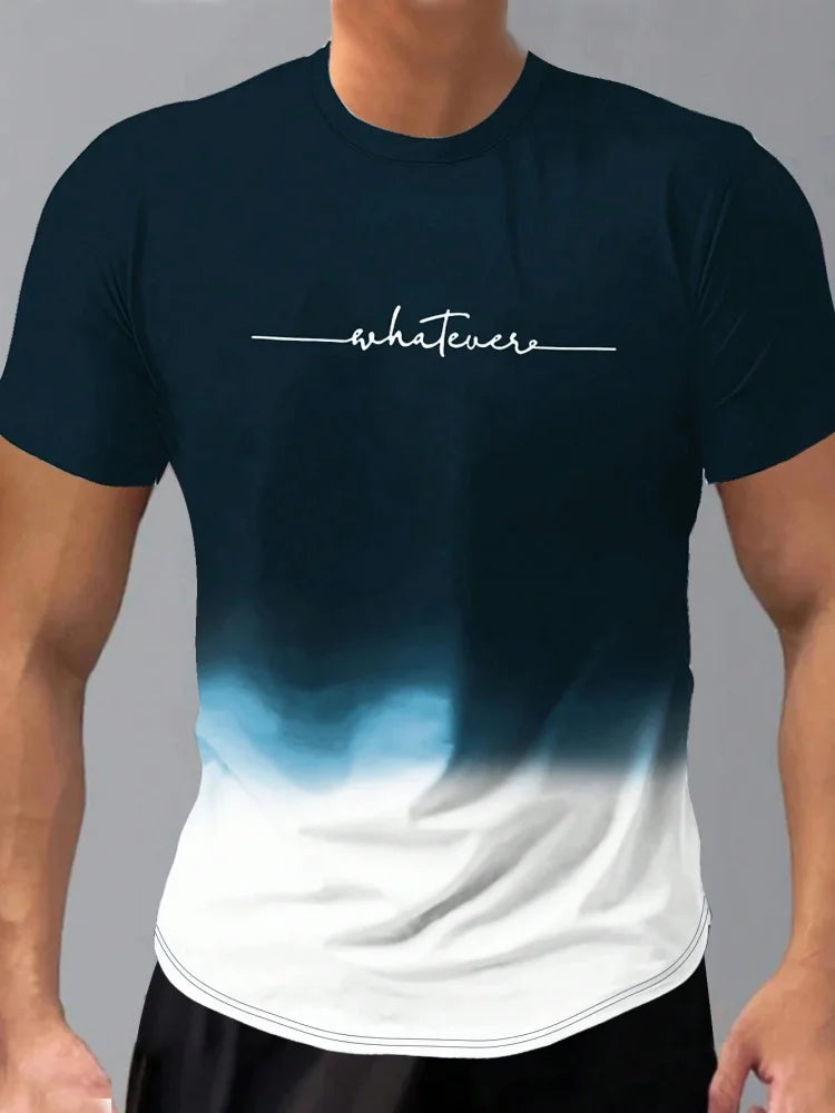 Men's Short Sleeve Summer Outdoor Breathable Round Neck T-shirt Short Sleeve Classic Stripe Pattern Large Size Loose Men's short