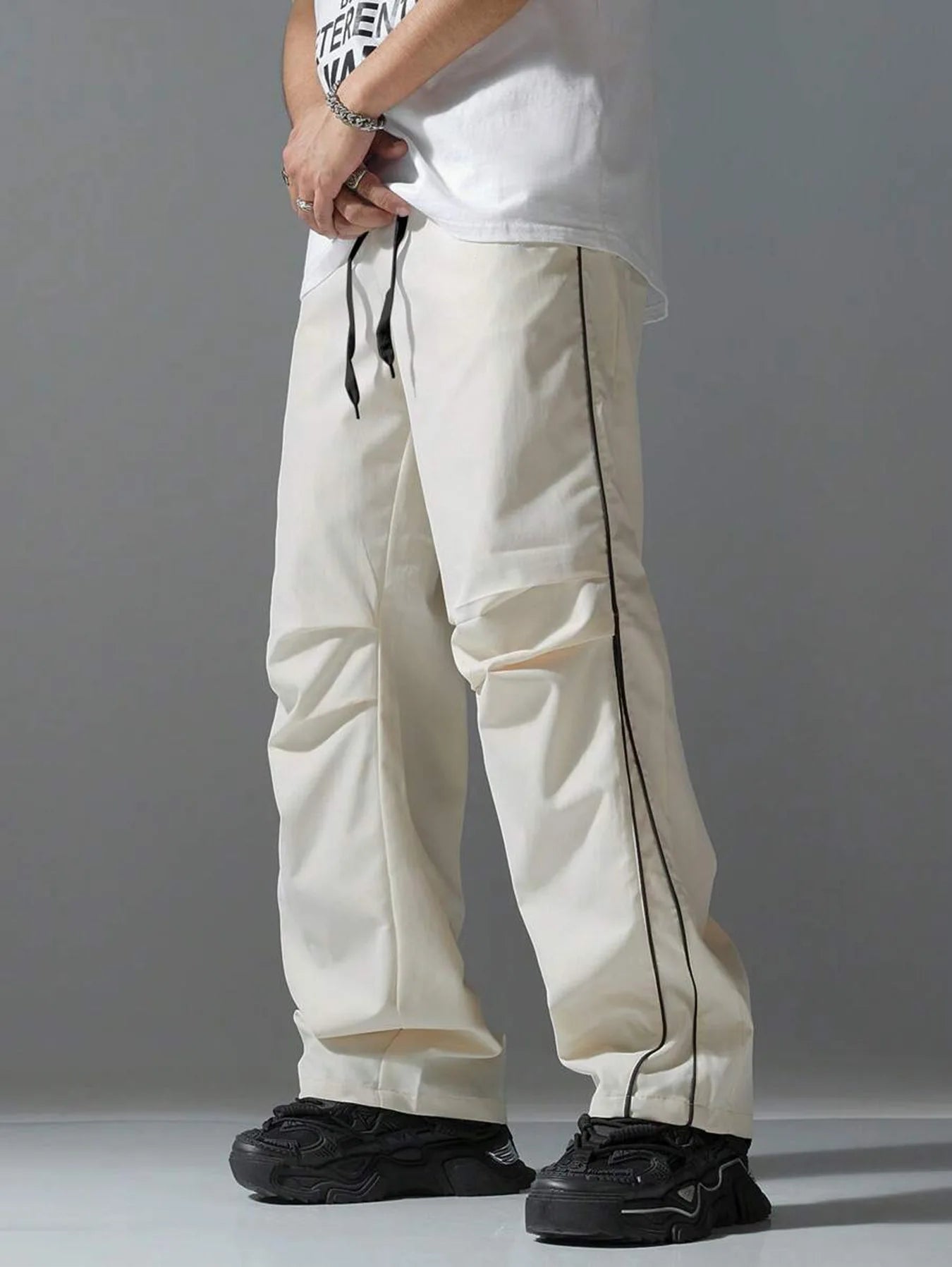Retro Vintage Wide Leg Loose Pants Spring Summer Me High Elastic Waist Pocket Sporty Long Trousers LXDZ-KJ-CK029-WW