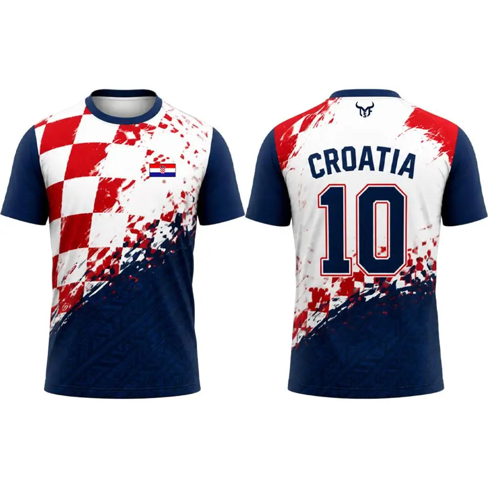 Croatia Flag Printed T-shirt Men Quick Dry Breathable Football Jersey Men's And Women's Casual Streetwear Short-sleeved Tops