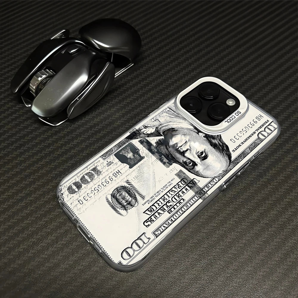 Cool 100 Dollar Bank Note Phone Case For IPhone 16 PRO 15 14 13 12 11 Promax Xr Xs 7 8 Plus SE Minimalism Shockproof Cover