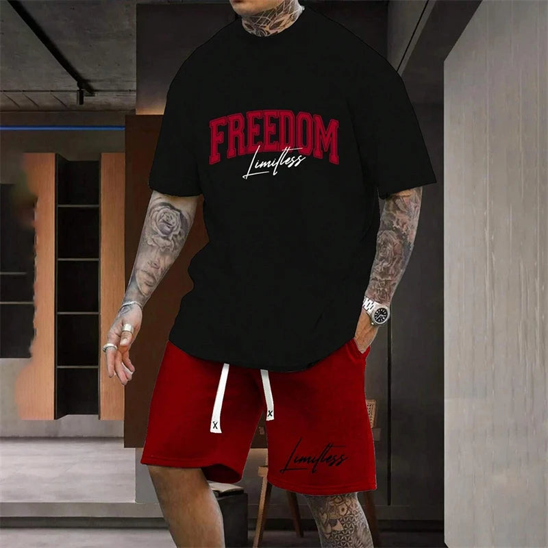 20024 Outdoor Sports Style Men's Suit Basketball Suit Summer Seaside Holiday Leisure Wear Men's Home Loose Comfortable Pyjamas
