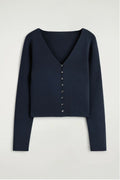 XIMIAN APPAREL 2026 cos spring new style of Women's casual Standard style navy blue V-neck cardigan
