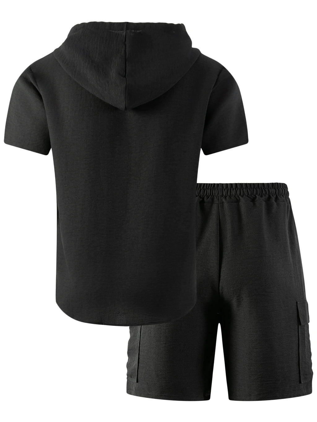 2026 New Men's Summer Casual Suit - Hooded Short-Sleeved Shirt and Drawstring Work Pants Set