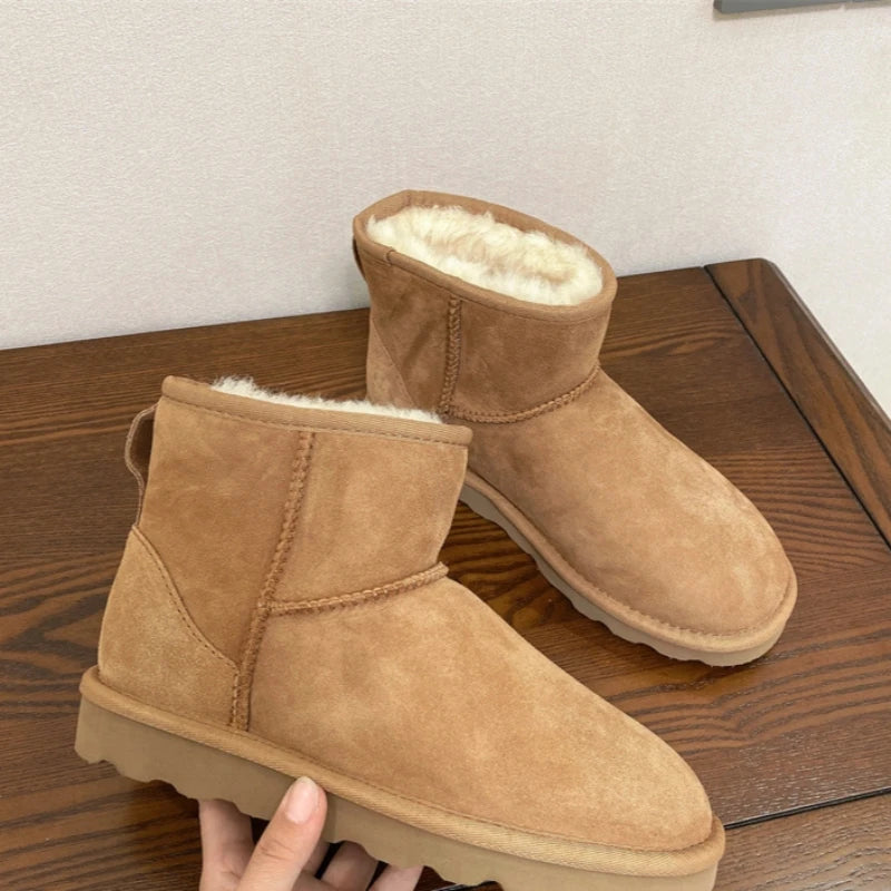 2026 New Design Winter Boots Women Super Mini Real Sheepskin Wool Comfort Warm Natural Fur Shoe Man Classic Snow Boot Size 35-44