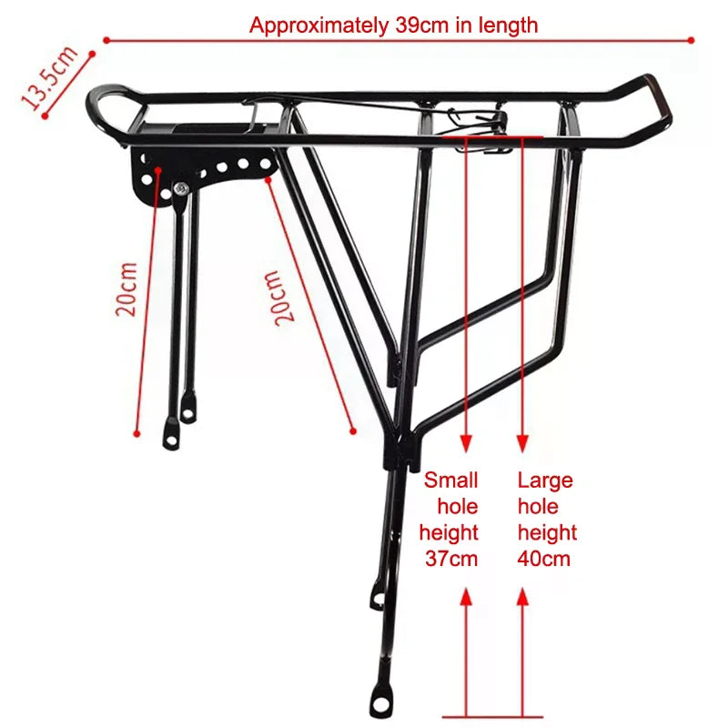 1 Set 250kg Load Capacity Shelf Back Seat Bicycle Rear Luggage Cargo Rack Portable Sturdy Carrier Mountain Bike Bicycle Carrier
