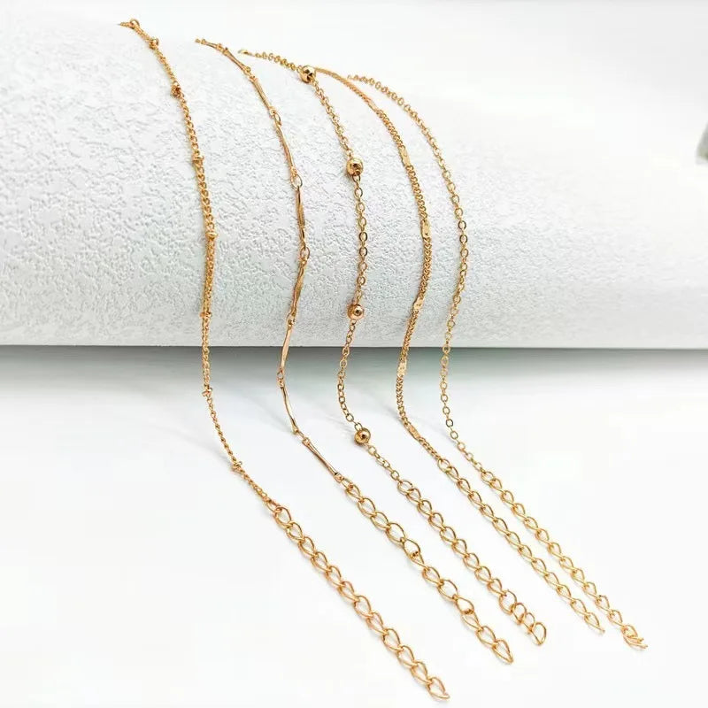 5 Pcs /set Silver plated Stainless Steel Anklet for women men Summer Beach Bracelet Accessories Jewelry Valentine's Day Gift