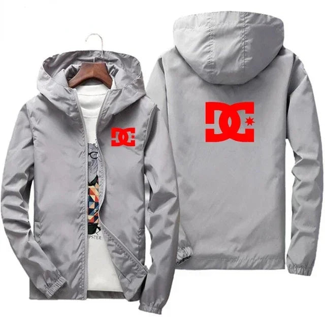 New men's hooded jacket, fashionable for outdoor use, windproof and waterproof, with zipper design, casual sports jacket