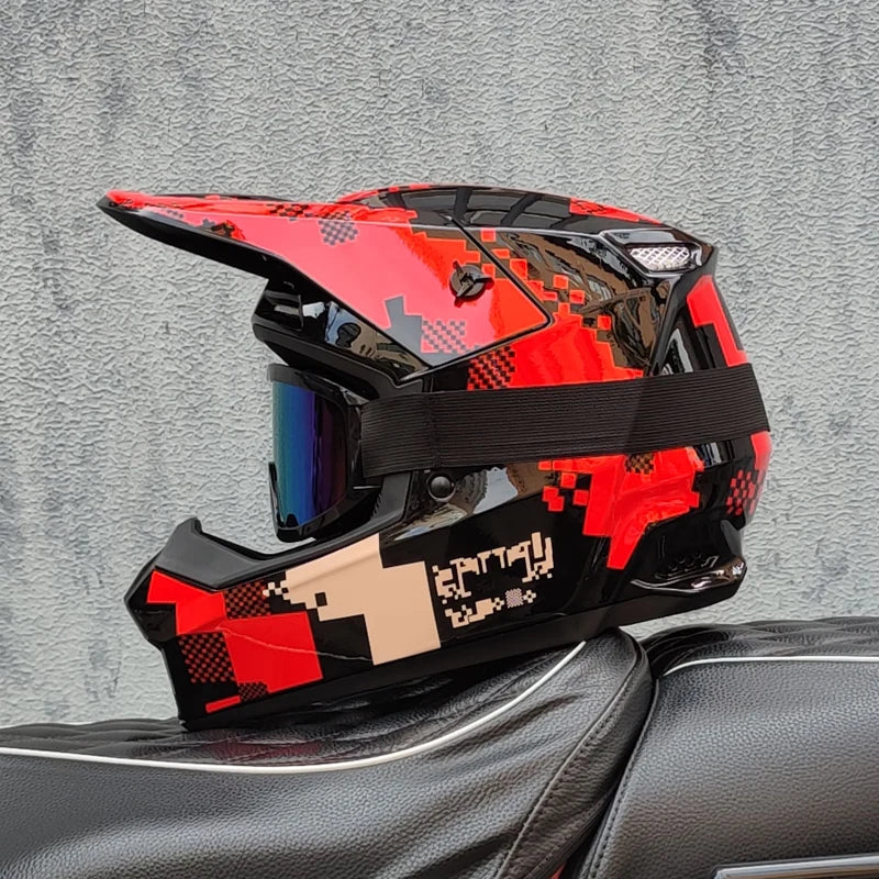 ORZ professional off-road motorcycle helmet, youth off-road full helmet, DOT approved gift of goggles, capacitors de moto