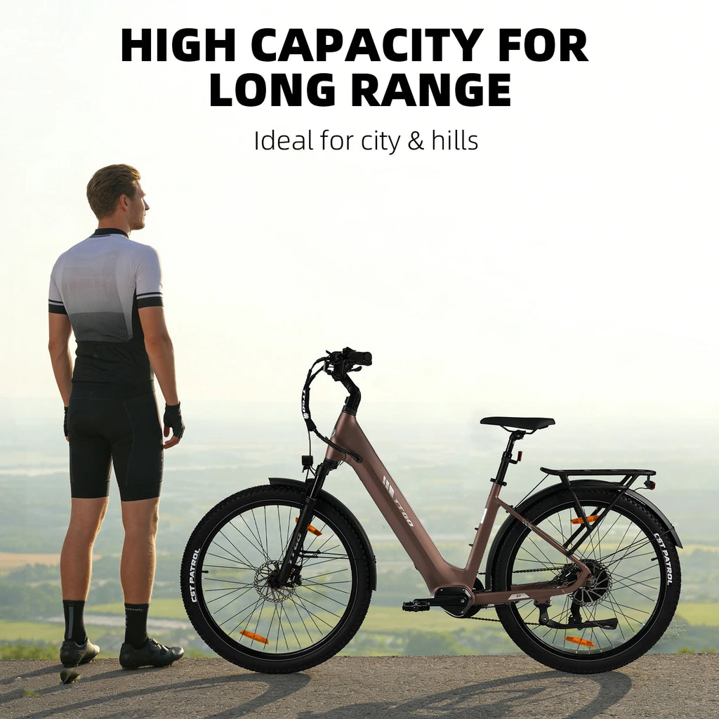 Electric Bicycle 250W48V 7-Speed CityTTGO Z3 EBike Adult Urban Commuting Pedelec CE EN15194 Compliant E-Bike