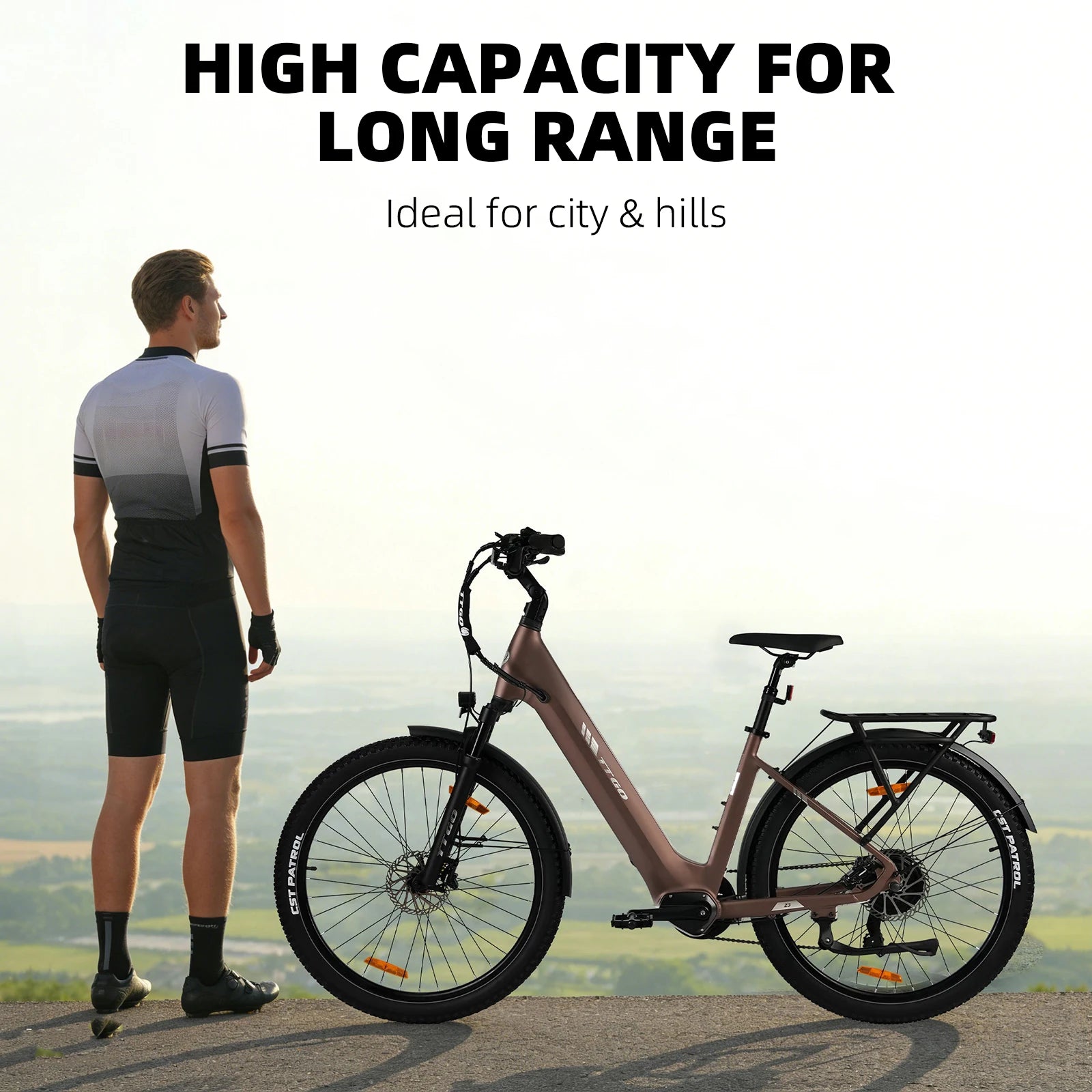Electric Bicycle 250W48V 7-Speed CityTTGO Z3 EBike Adult Urban Commuting Pedelec CE EN15194 Compliant E-Bike