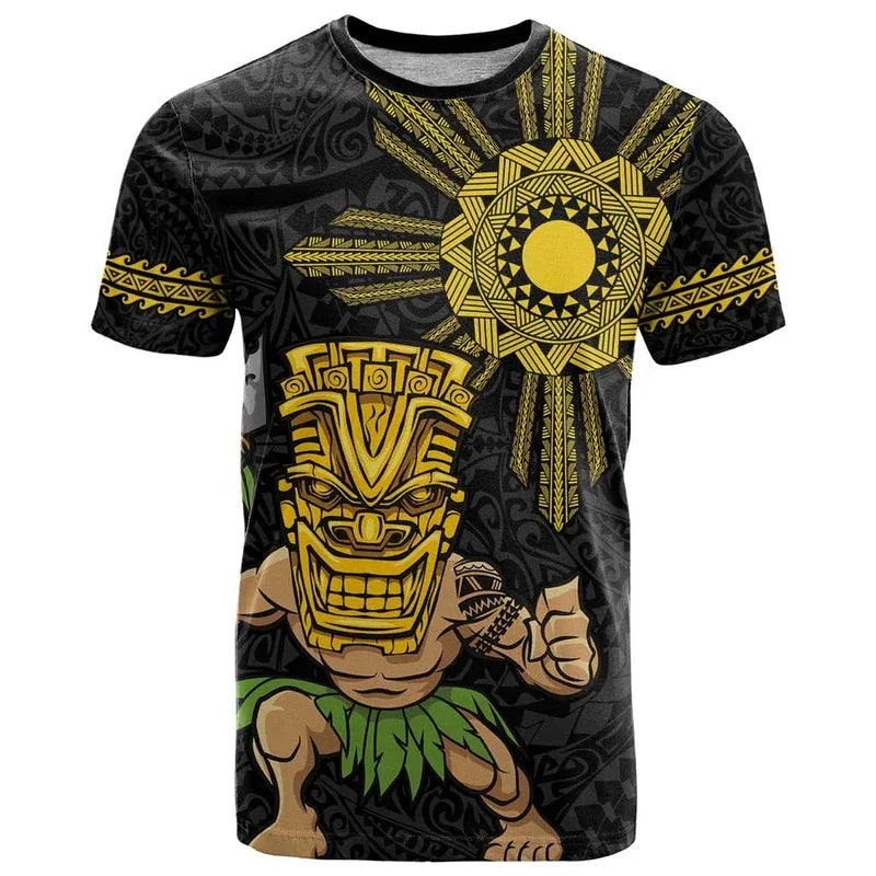 Polynesian Tiki T Shirt For Men 7-colors Hibiscus 3D Printed O-Neck Short Sleeves Casual Oversized Street T-shirts Kid Clothes