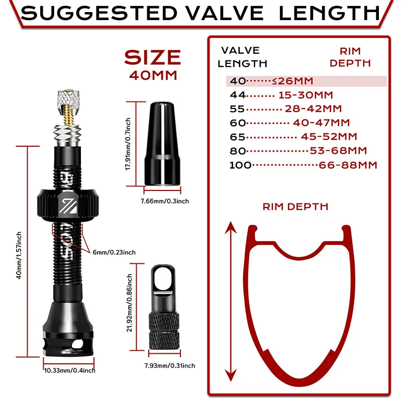 BUCKLOS 40/44/55/60/65/80/100mm Tubeless Valves Bike Aluminum Alloy Presta Nipples Removable Core Air Valve for Road MTB Bicycle