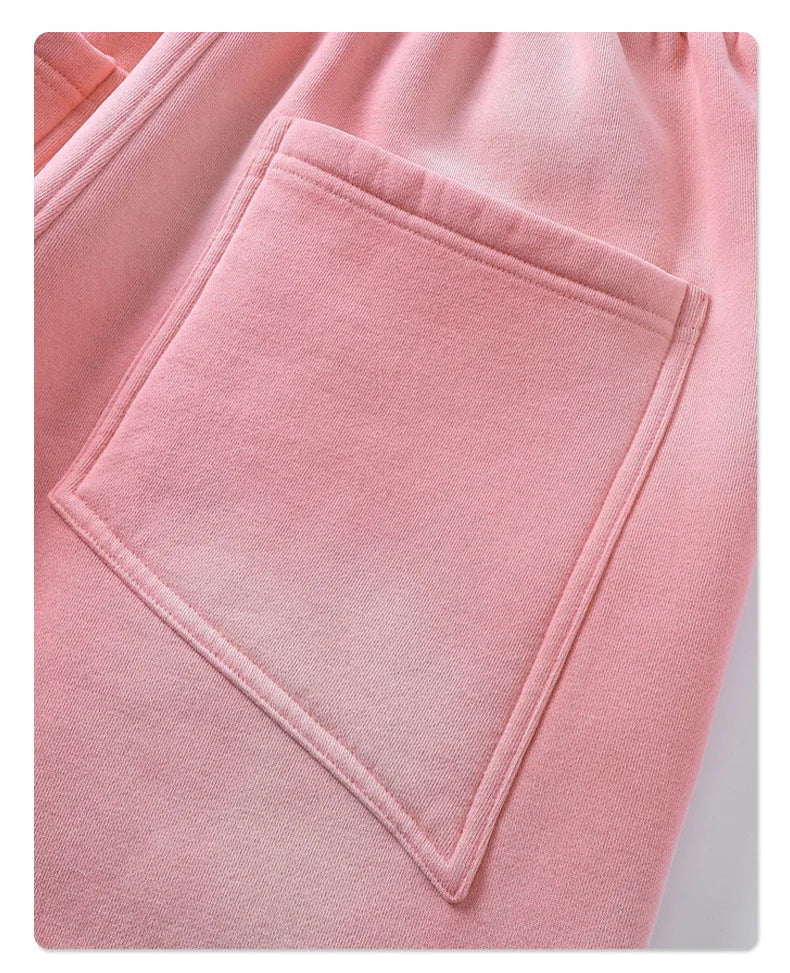2025 Winter New Fleece Sweatpants Men Splashing Ink Spray Dyeing Wash Distressed Wide Joggers Grinding Edges Baggy Plush Pants