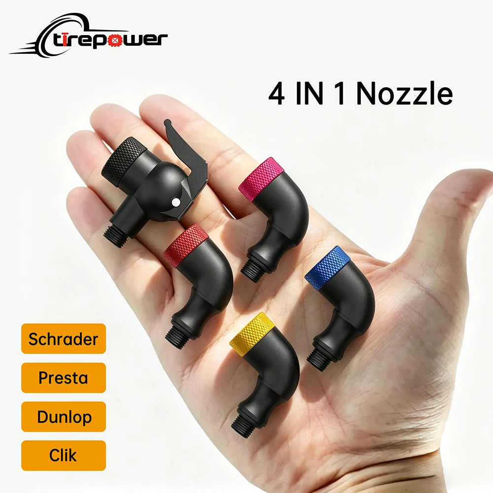 Bicycle Valve Adapter Pump Head with Presta Schrader Dunlop Clik Valves for Bike Valve Converter Pump Needles Air Pump Adapter