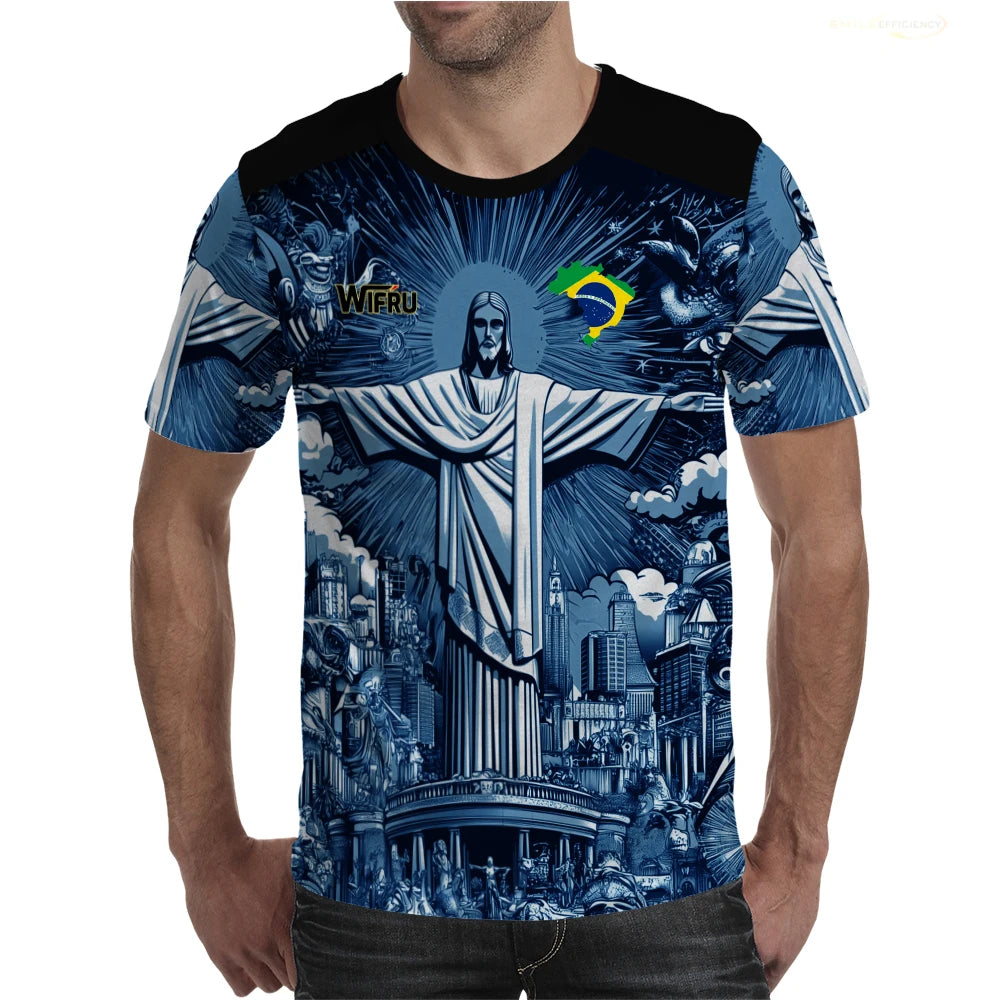 Summer New Brazil Jesus Soccer Jerseys Wifru Outdoor Football Training Breathable Uniforms Men's Quick-drying Tshirts Kid's Tops