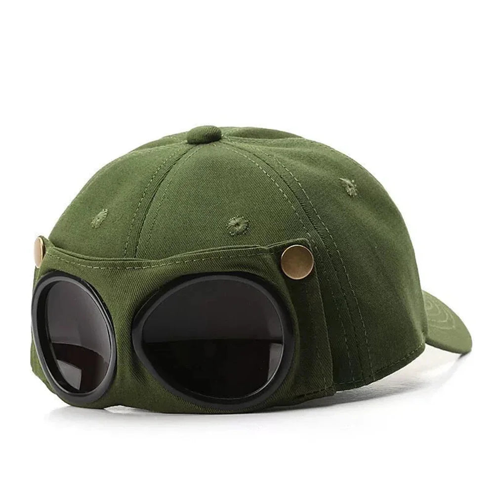 Summer Personality Baseball Cap Aviator Hat with Sunglasses Unisex Outdoor Sports Cap