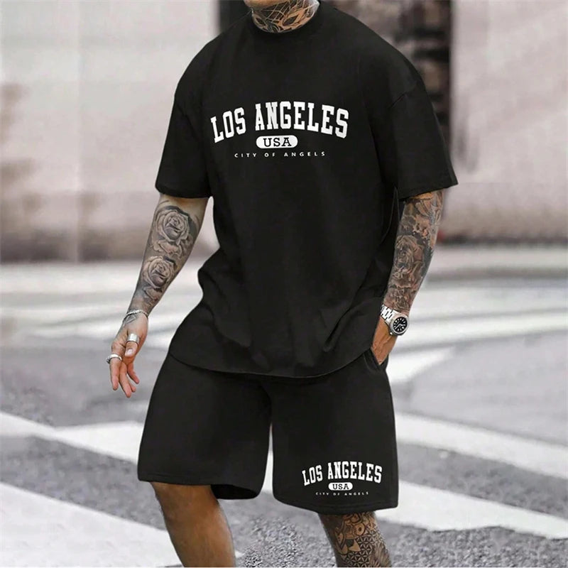20024 Outdoor Sports Style Men's Suit Basketball Suit Summer Seaside Holiday Leisure Wear Men's Home Loose Comfortable Pyjamas