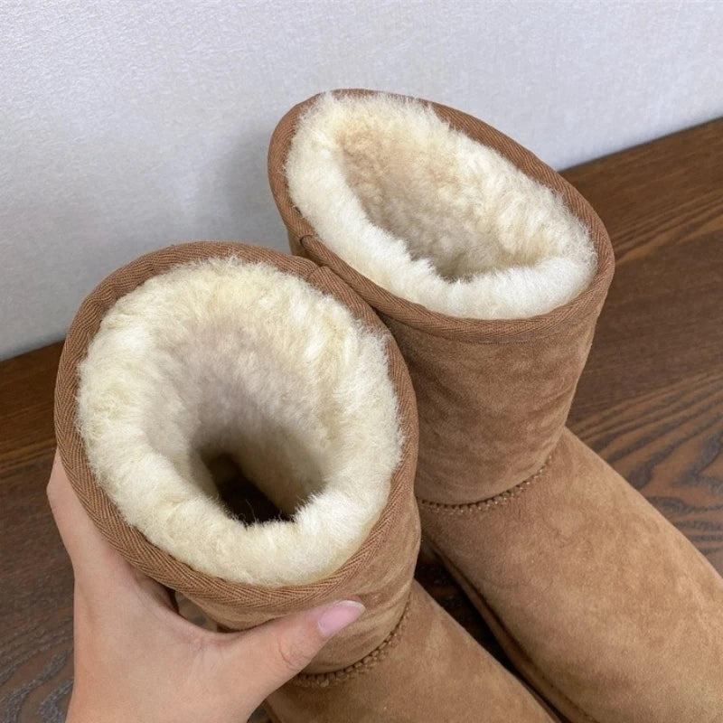 2026 New Design Winter Boots Women Super Mini Real Sheepskin Wool Comfort Warm Natural Fur Shoe Man Classic Snow Boot Size 35-44