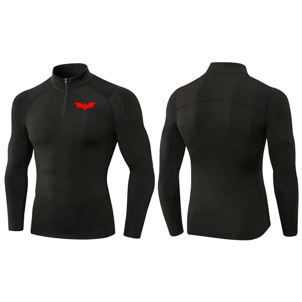2025 Men's Bat Print Compression Shirt Quick Dry T-Shirt Gym Running Jersey Breathable Short Sleeve S-3XL