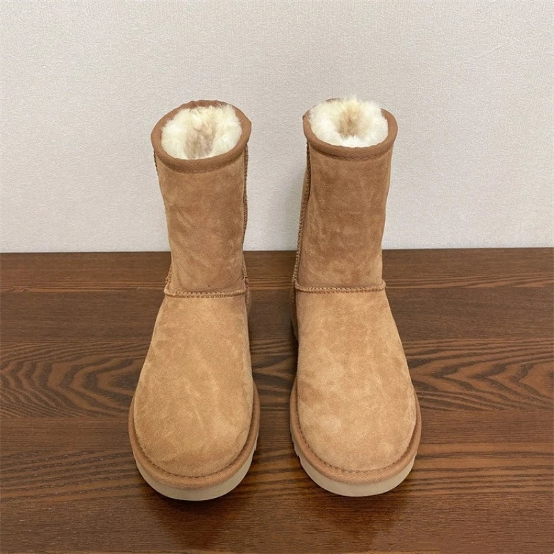 2026 New Design Winter Boots Women Super Mini Real Sheepskin Wool Comfort Warm Natural Fur Shoe Man Classic Snow Boot Size 35-44