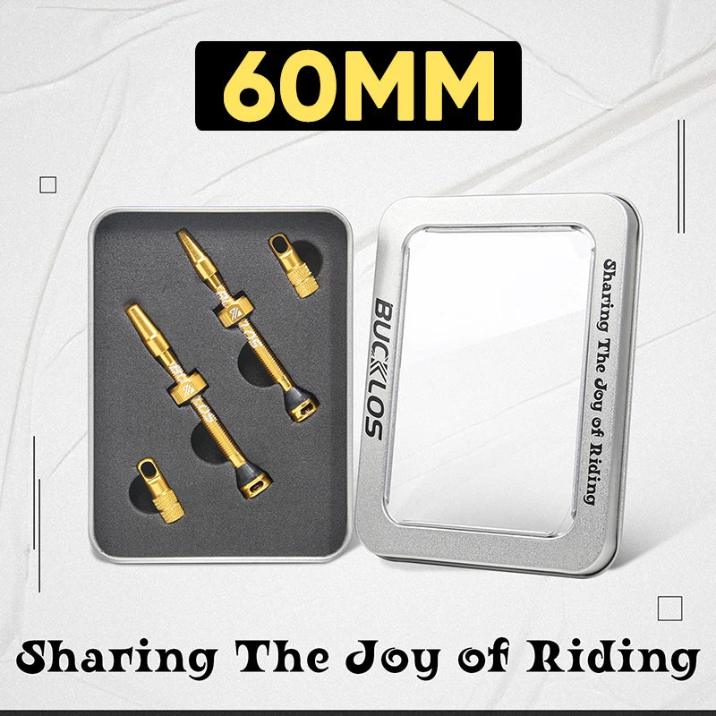 BUCKLOS 40/44/55/60/65/80/100mm Tubeless Valves Bike Aluminum Alloy Presta Nipples Removable Core Air Valve for Road MTB Bicycle