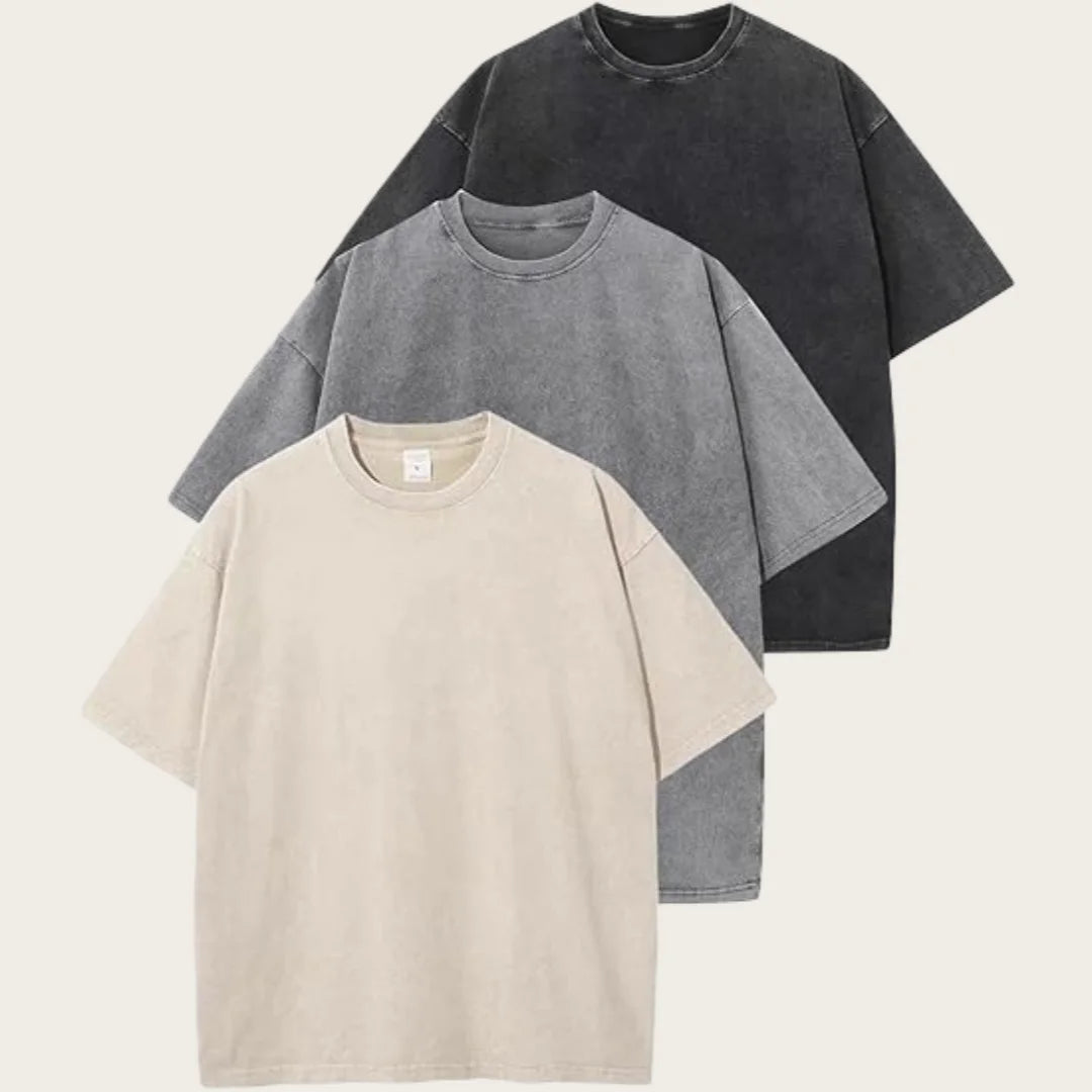 Three-Piece Women Oversized T Shirts Acid Washed Cotton Tees Vintage Baggy Loose Fit Streetwear Workout Tops Summer Casual Wear