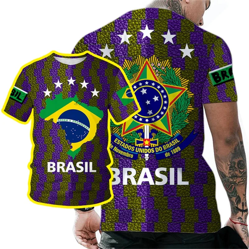 Brasil Totem Graphic T Shirt for Men 3D Printed Football Sports T-shirt Fashion Boys Streetwear Summer Quick Drying Short Sleeve