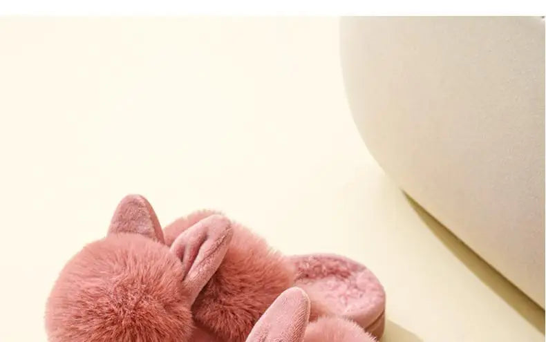Evshine Winter Plush House Slippers For Women Cute Cartoon Indoor Fuzzy Slides Fur Lined Cotton Shoes Cozy Bedroom Furry Slipper