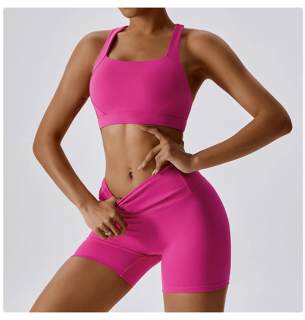 Women's Tracksuit 2PCS Fitness Suit Yoga Sets Sportswear Workout Sports Bra High Waist Leggings Gym Clothing Push Up Sports Suit