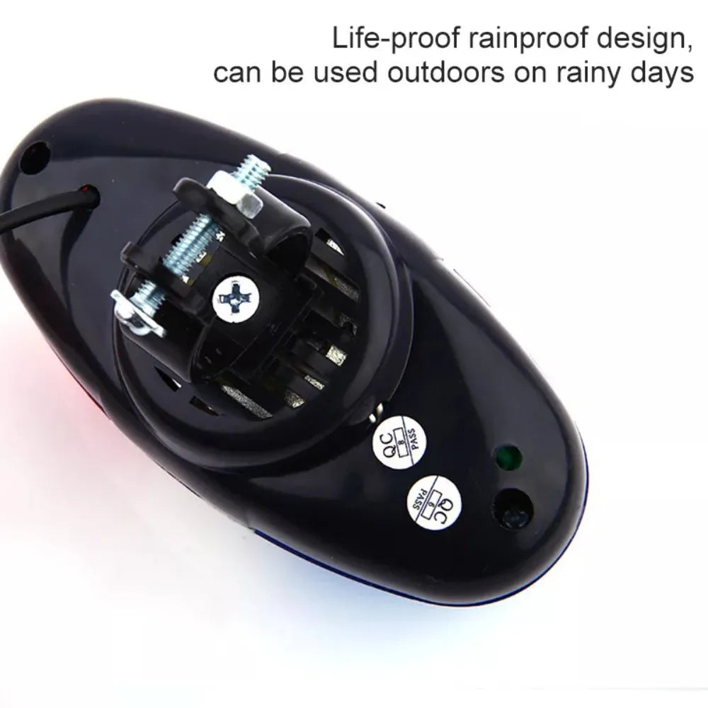 6 LED 4-Tone Bicycle Horn for Kids - Police Car Light Electronic Siren Bell Plastic Cycling Safety Accessory