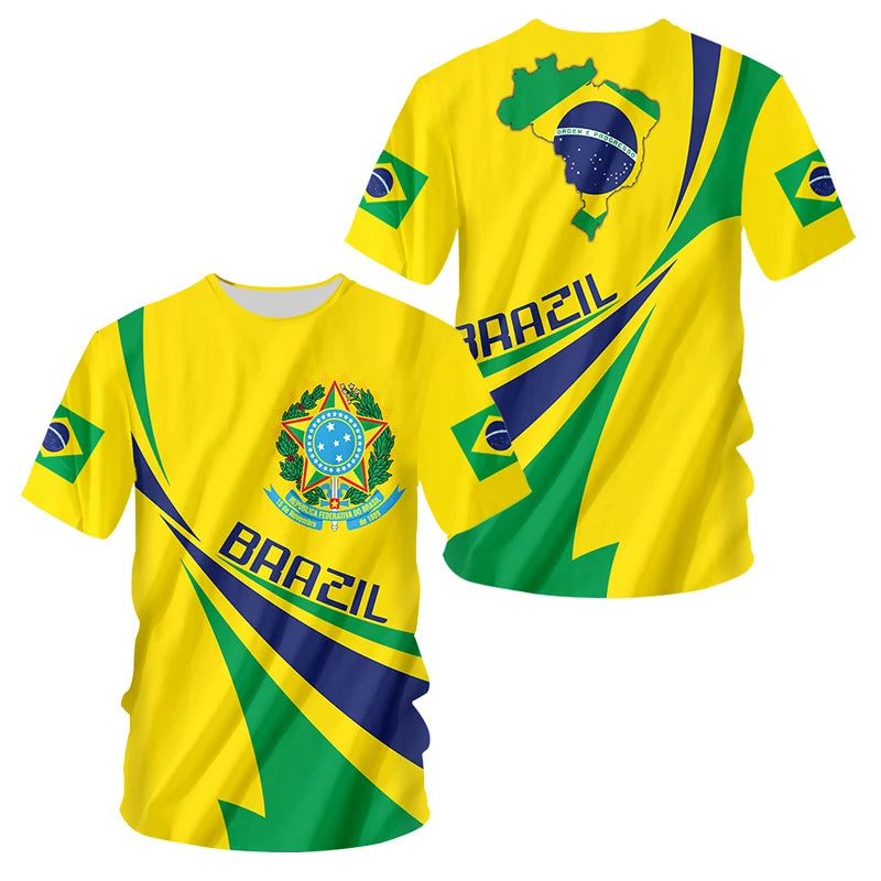 Brasil Totem Graphic T Shirt for Men 3D Printed Football Sports T-shirt Fashion Boys Streetwear Summer Quick Drying Short Sleeve