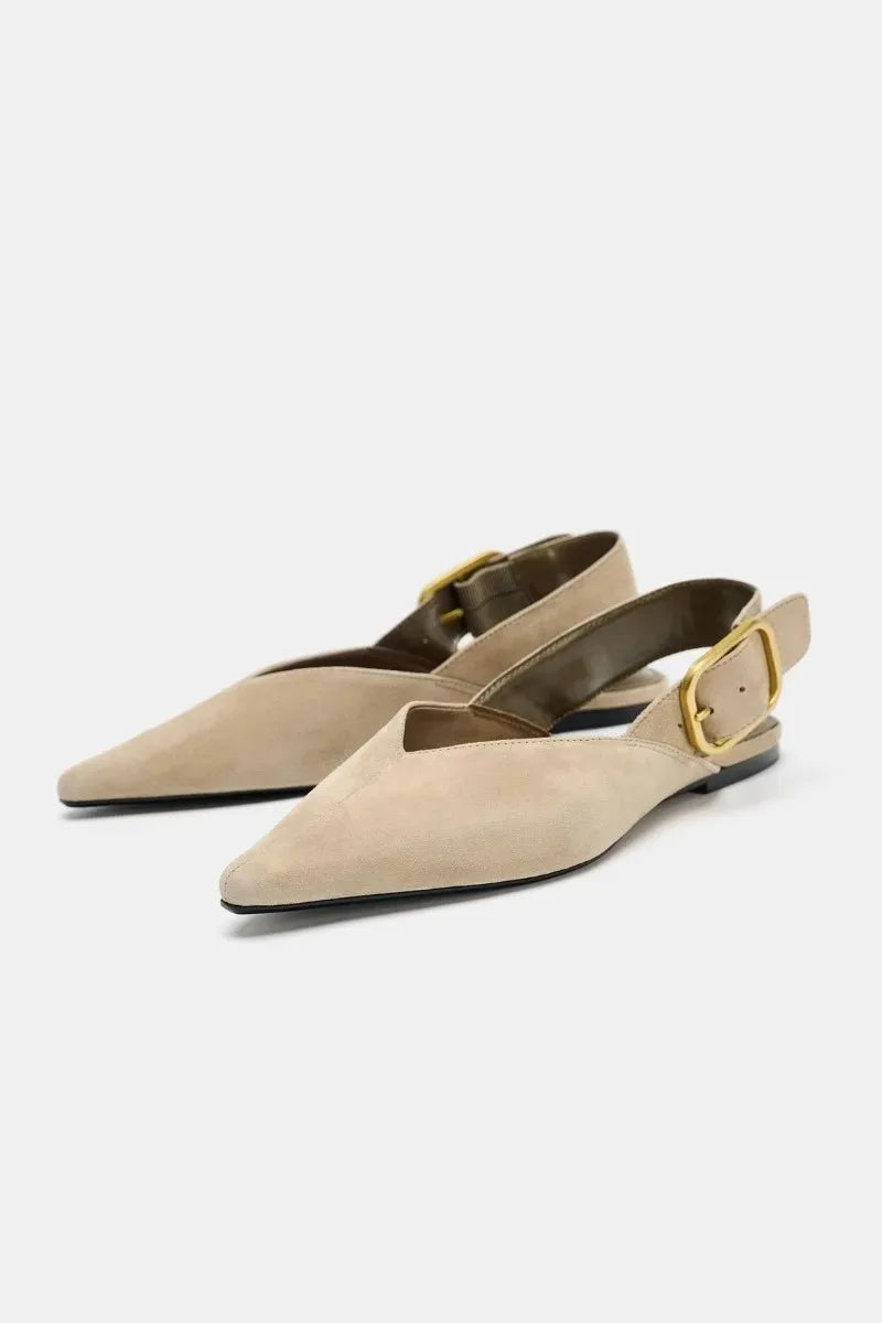 Retro Women's Shoes Fashion Pointed Tip Flat Sandals for Woman Elegant French Casual Shoes Luxury Designer Shoes Sandalias Mujer
