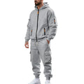 Men's Full Zip Hooded Tracksuit 2 Piece Set Casual Cargo Pocket Jogger Suit Outdoor Sports Hoodie And Pants Set