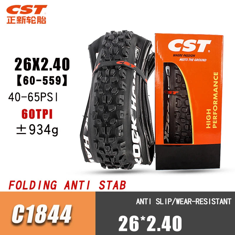 CST ROCK HAWK 26 inch mountain bike tire C1844 steel wire  26*2.40 27.5*2.25 MTB Bicycle thickened tyre