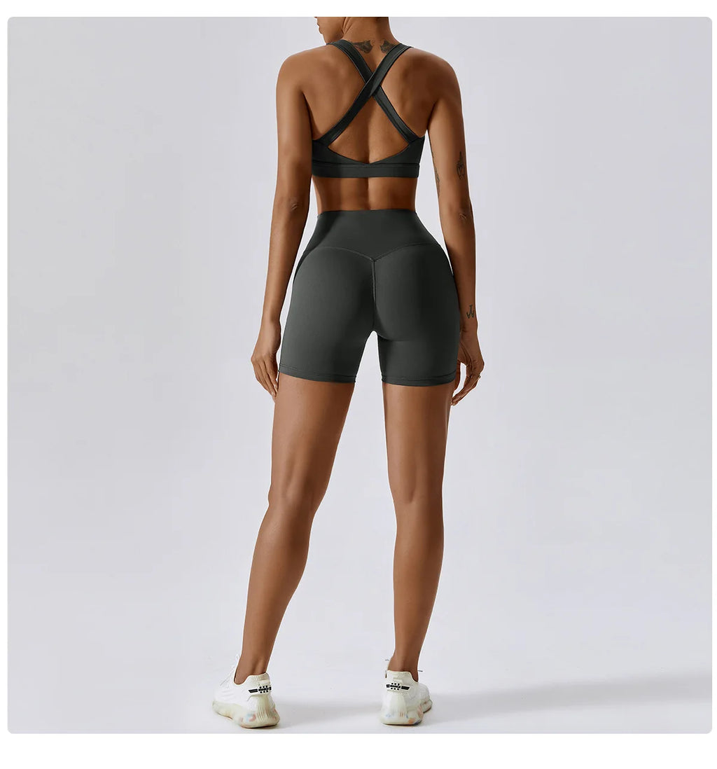 Women's Tracksuit 2PCS Fitness Suit Yoga Sets Sportswear Workout Sports Bra High Waist Leggings Gym Clothing Push Up Sports Suit