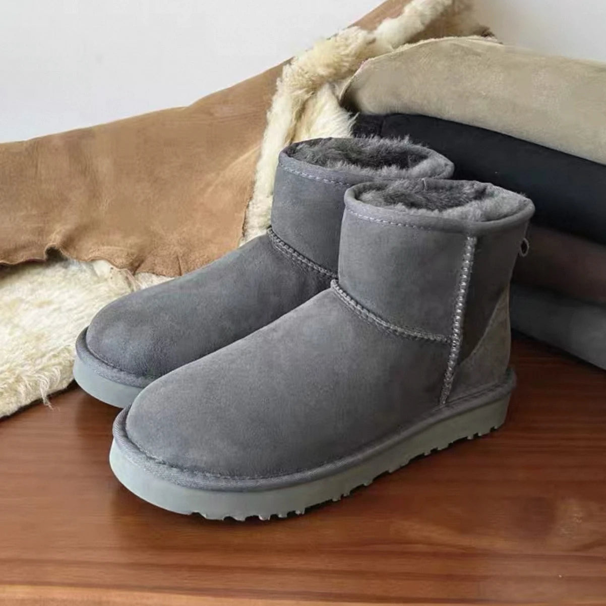 2026 New Design Winter Boots Women Super Mini Real Sheepskin Wool Comfort Warm Natural Fur Shoe Man Classic Snow Boot Size 35-44