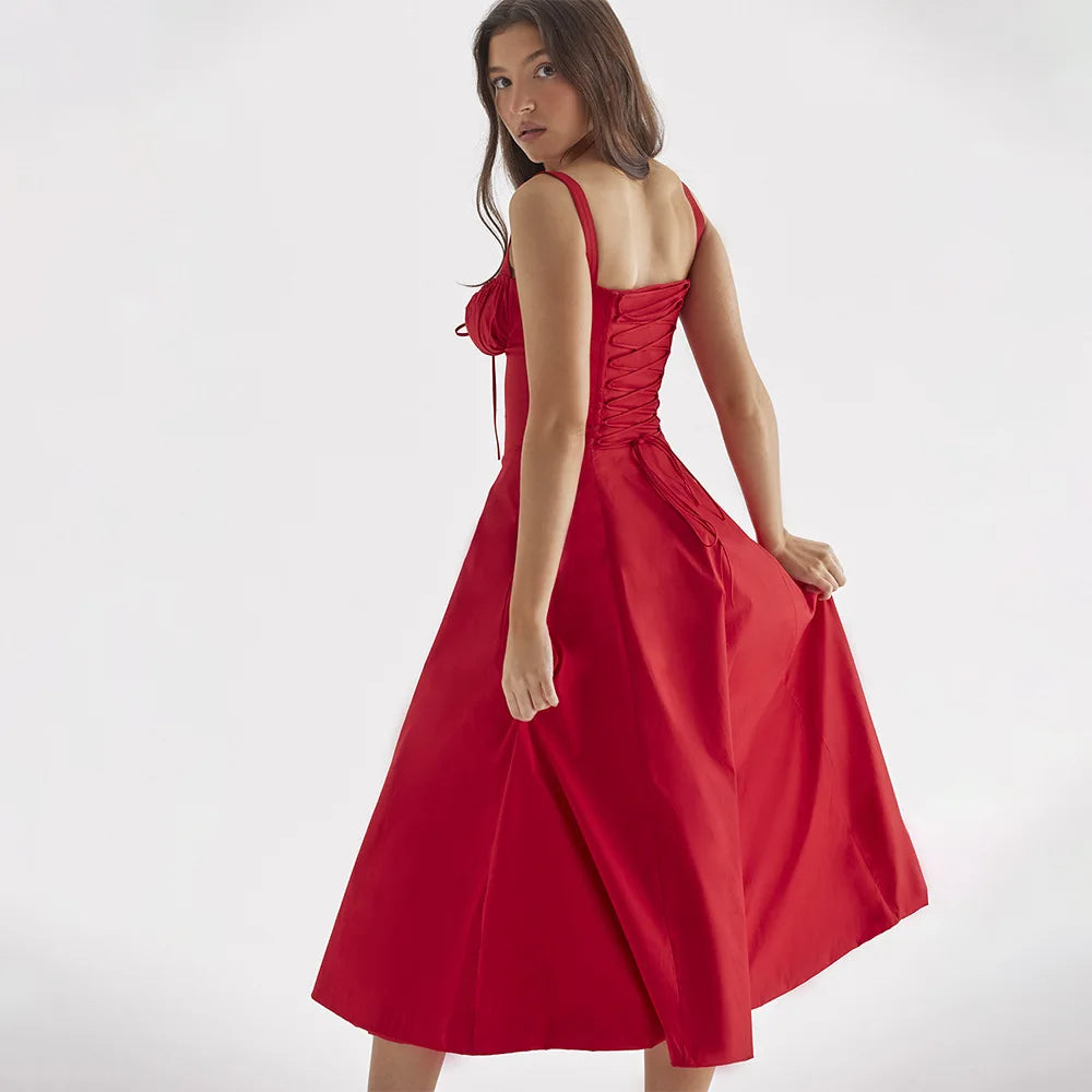 Elegant Long Dresses For Women 2025 Summer Sexy Sling Sleeveless Backless Bandage Party Dress Female Solid Color Maxi Vestidos