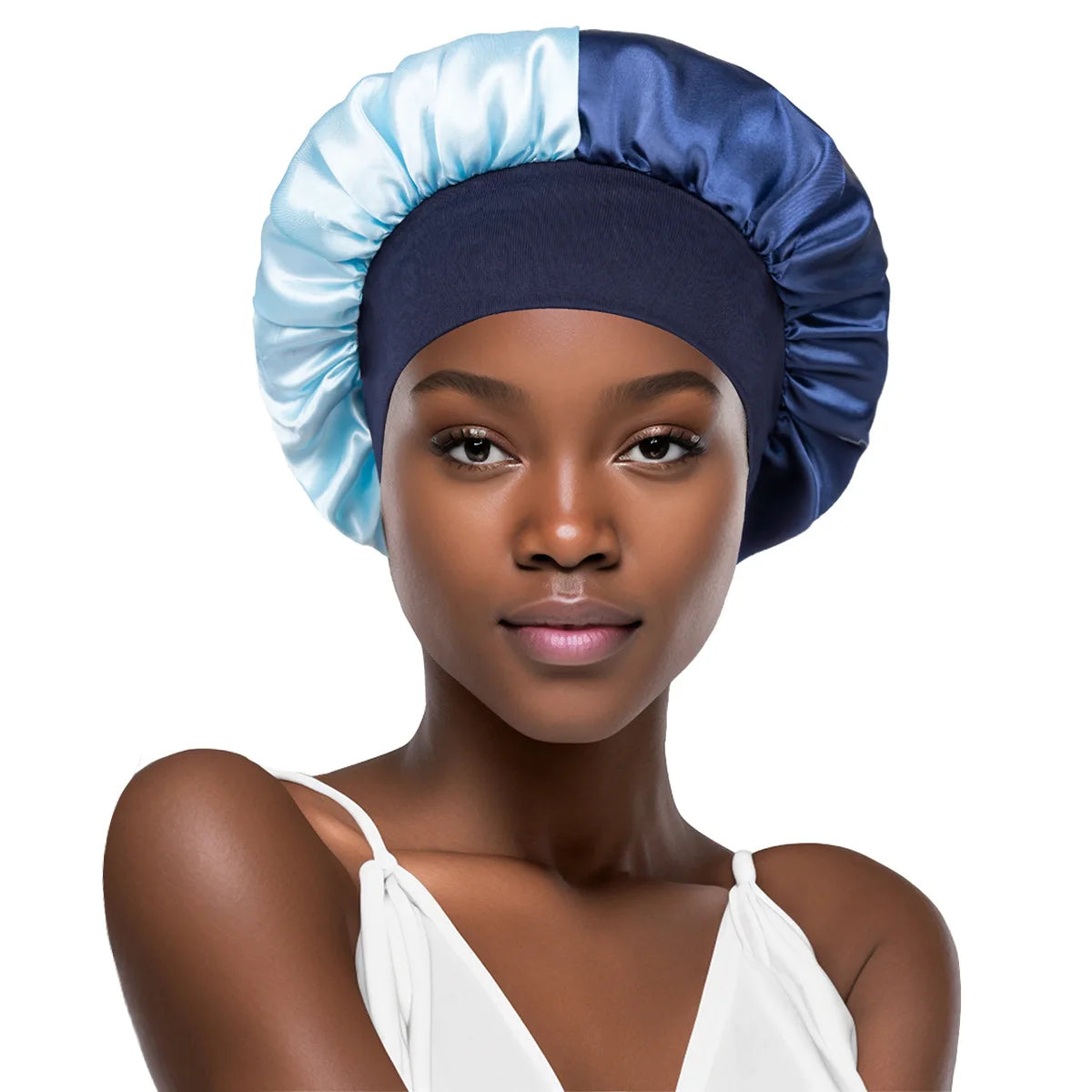 Women Wide Edge Satin Bonnet Sleeping Hat Double Colors Round Shower Caps Unisex Cap Apparel Accessories
