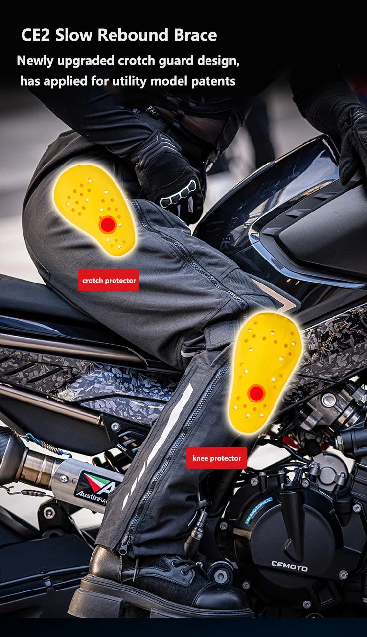 FEHER Motorcycle Pants Winter Waterproof Quick-release Thermal Motorbike Trousers Unisex Built-in Removable CE Protective Gear