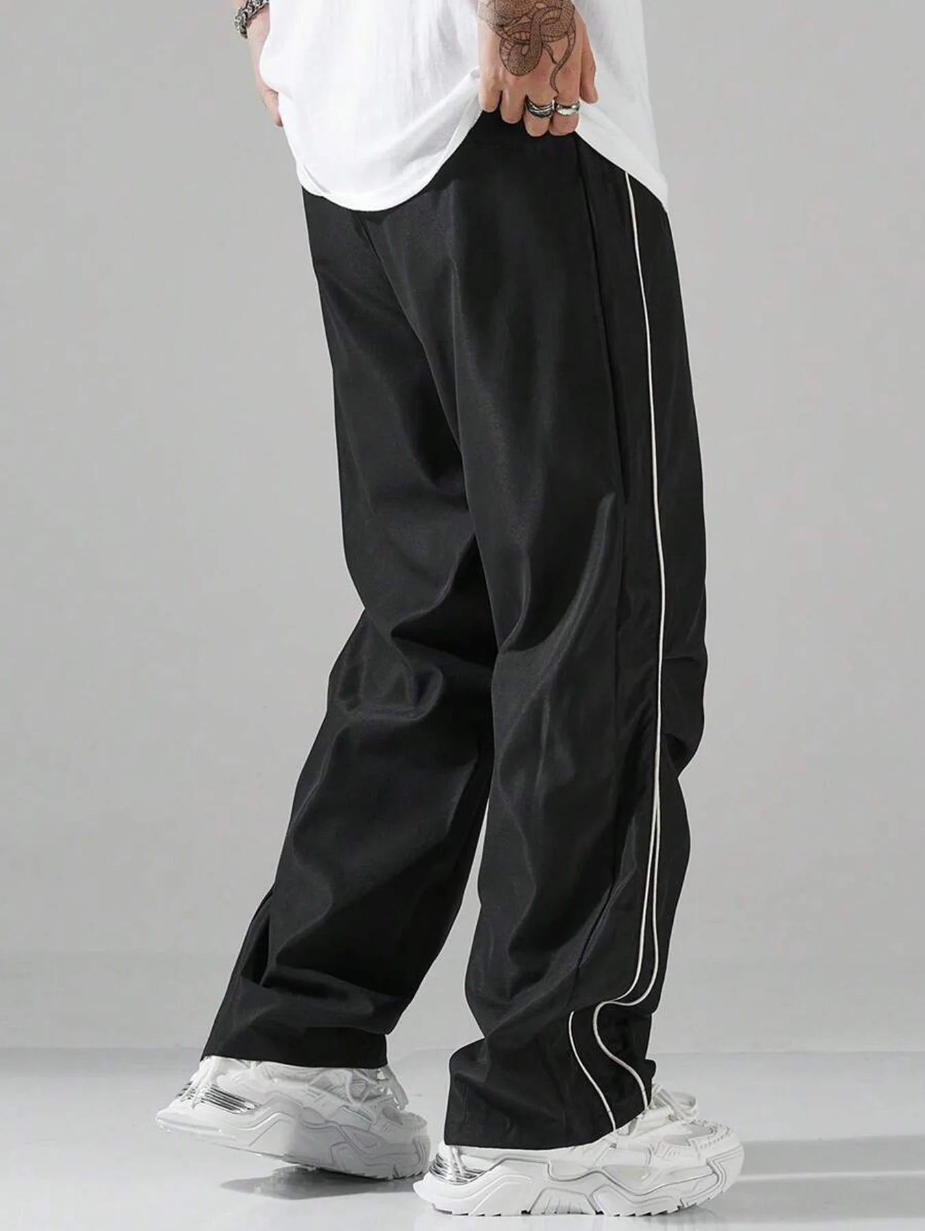 Retro Vintage Wide Leg Loose Pants Spring Summer Me High Elastic Waist Pocket Sporty Long Trousers LXDZ-KJ-CK029-WW
