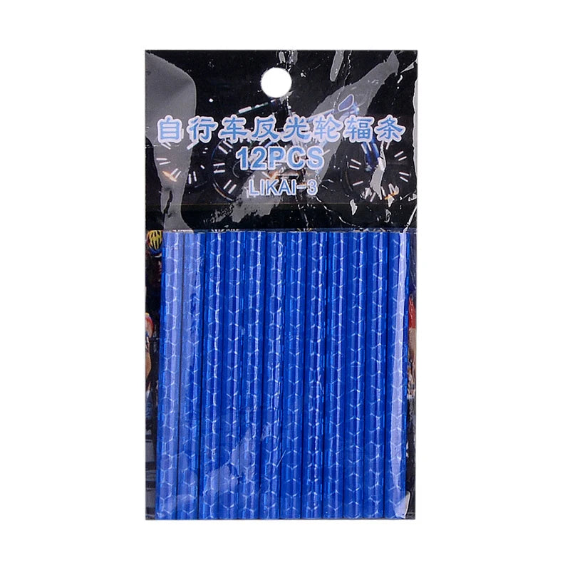12PCS/Bag Bicycle Wheel Spokes Reflective Sticker Tube Strip Warning Light DIY 7.5cm MTB Cycling Reflector Reflective Safety Kit