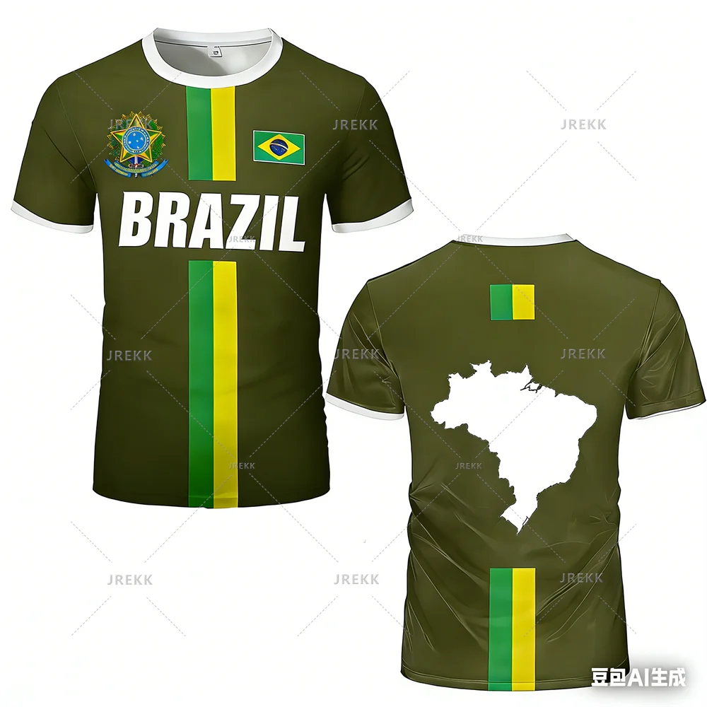 2026 New Design Football Jersey Training Top Brazil Flag Stripe Maillot Football Jersey Outdoor Quick-drying Sports Tee T-shirts